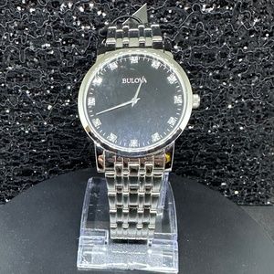 NWT Mens Bulova Silver with Diamonds Watch
